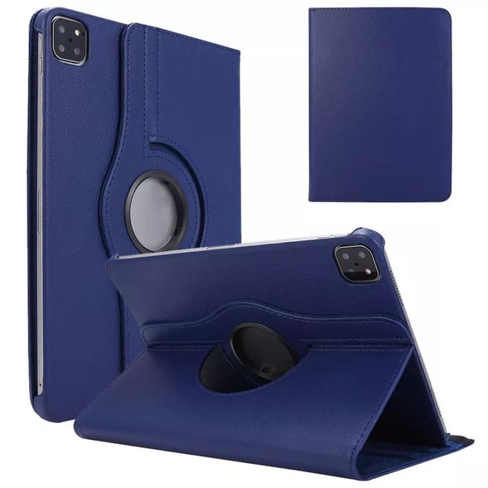Navy synthetic leather cover for iPad Pro 12.9-inch 4th generation, 2020, by 9eight5, shown on a tablet.
