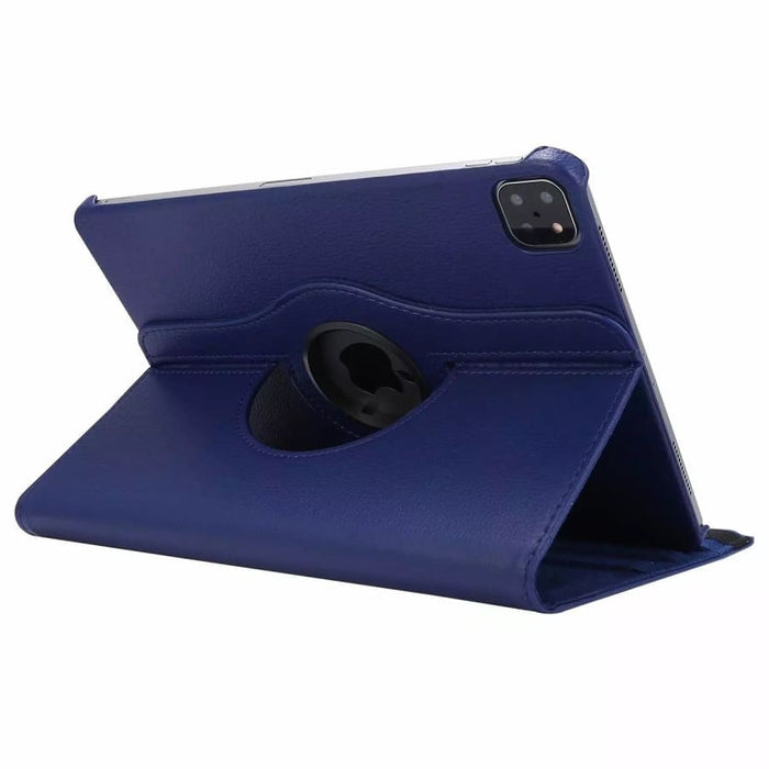 Navy synthetic leather cover for iPad Pro 12.9-inch 4th gen by 9eight5, showing the protective tablet case with a textured surface.