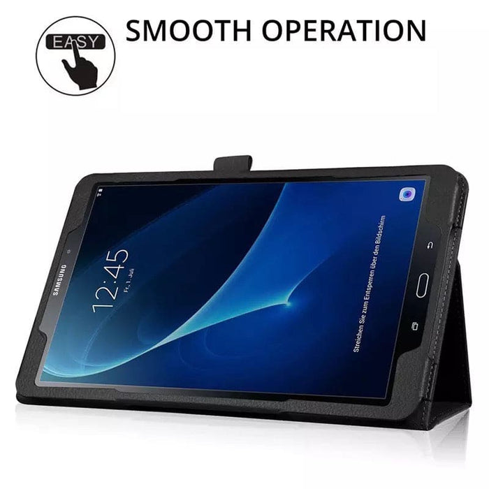 Black synthetic leather cover for Samsung Galaxy Tab A 10.1” (2016) T580/T585, compatible with 9eight5 tablet accessories.