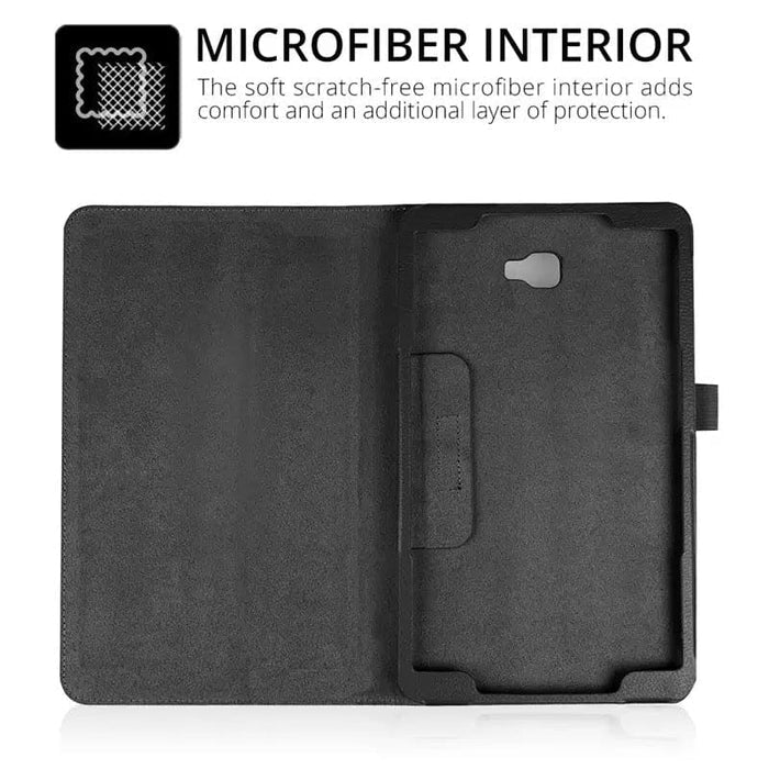 Black synthetic leather cover for Samsung Galaxy Tab A 10.1” (2016) T580/T585 tablet, by 9eight5, protects and enhances the device.