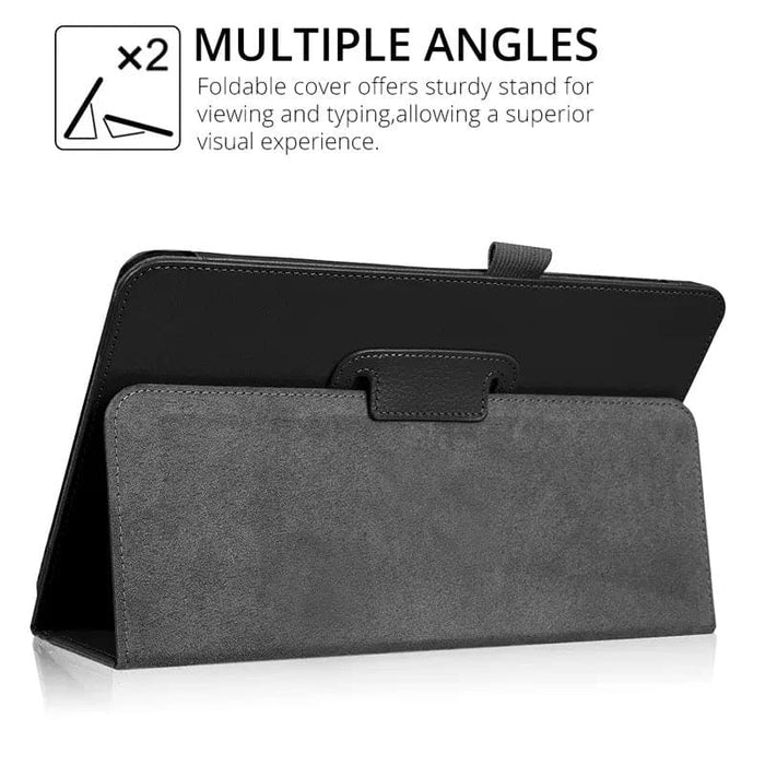 Black synthetic leather cover for Samsung Galaxy Tab A 10.1-inch (2016) T580/T585, by 9eight5, shown on a tablet.