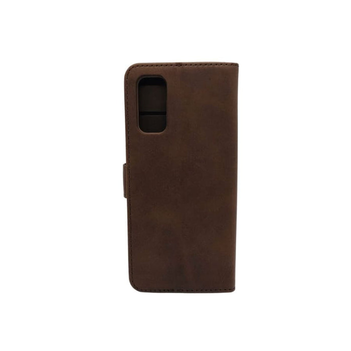 Brown synthetic leather flip case for Samsung Galaxy S20 by 9eight5, featuring a stylish, protective phone cover.