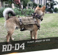 Tactical dog harness flight jacket training vest in black with adjustable straps and handle, designed for active and training dogs.