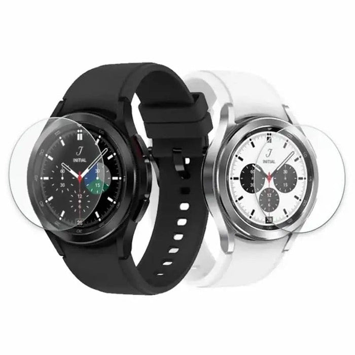 Tempered glass screen protector for Samsung Galaxy Watch 4 40mm, from That Watch Shop, showing front view of the clear protector.