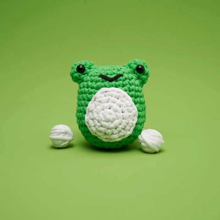 The Woobles Henri the Frog Beginner Crochet Kit - Owl & Goose Gifts