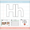 Image showing letter Hh with accompanying curriculum materials for teaching toddlers and preschoolers.