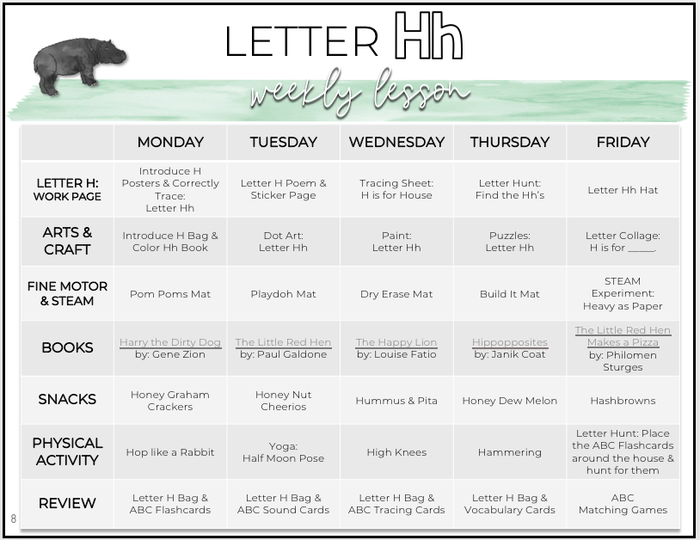Toddler & Preschool | Letter Hh Curriculum.