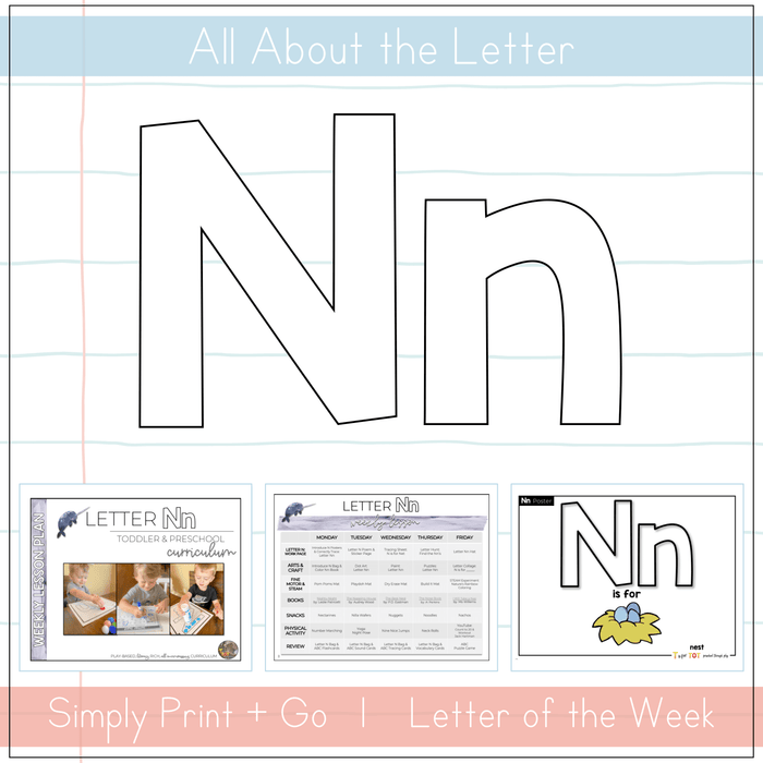 All about the Letter Nn curriculum for toddlers and preschoolers, featuring printables and activities.