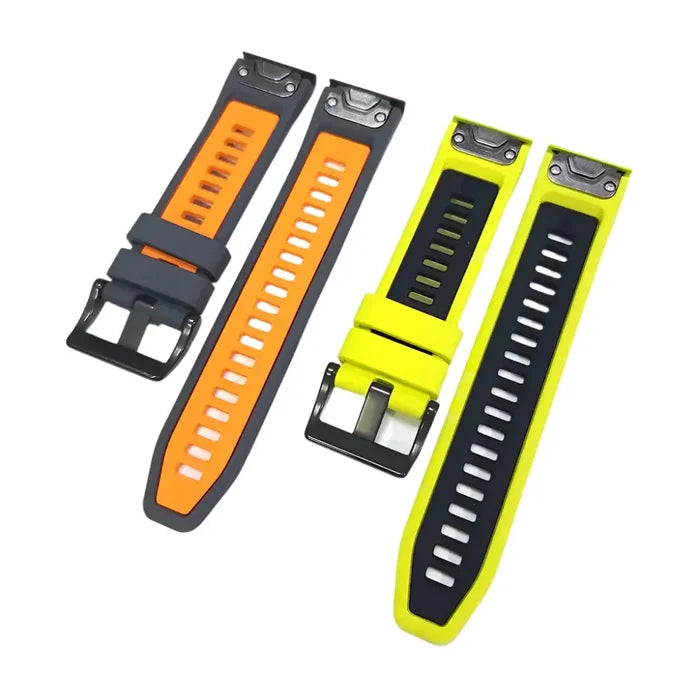 Habicare QuickFit silicone sports strap for Garmin smartwatches, 22mm or 26mm wide, designed for a secure and comfortable fit.