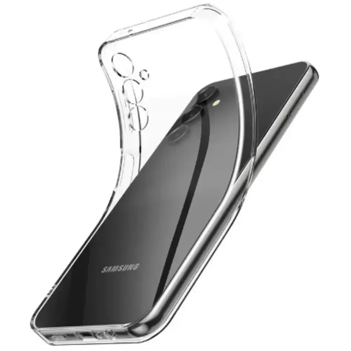 Clear transparent case for Samsung Galaxy S series by 9eight5, providing slim protection and showcasing the phone's design.