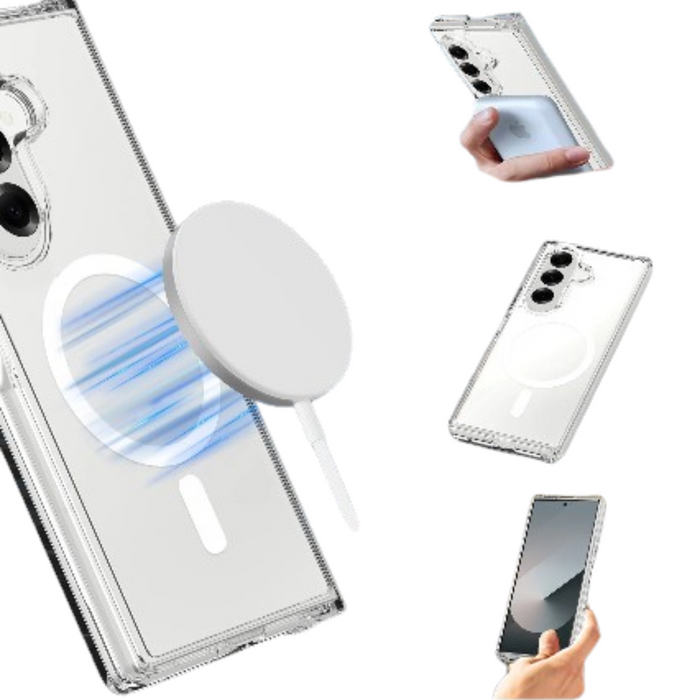 Clear 9eight5 phone case for Samsung Galaxy Z Fold7 by Habicare, showing the transparent protective cover on the device.