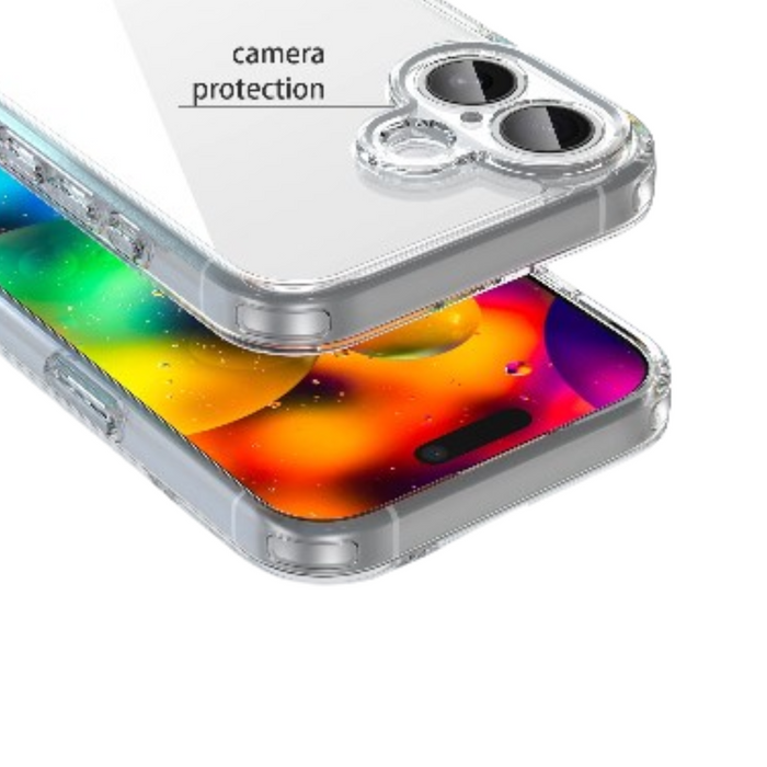 Clear protective case for iPhone 17, 17 Air, 17 Pro, and Pro Max by Habicare, showing the transparent design and precise fit.