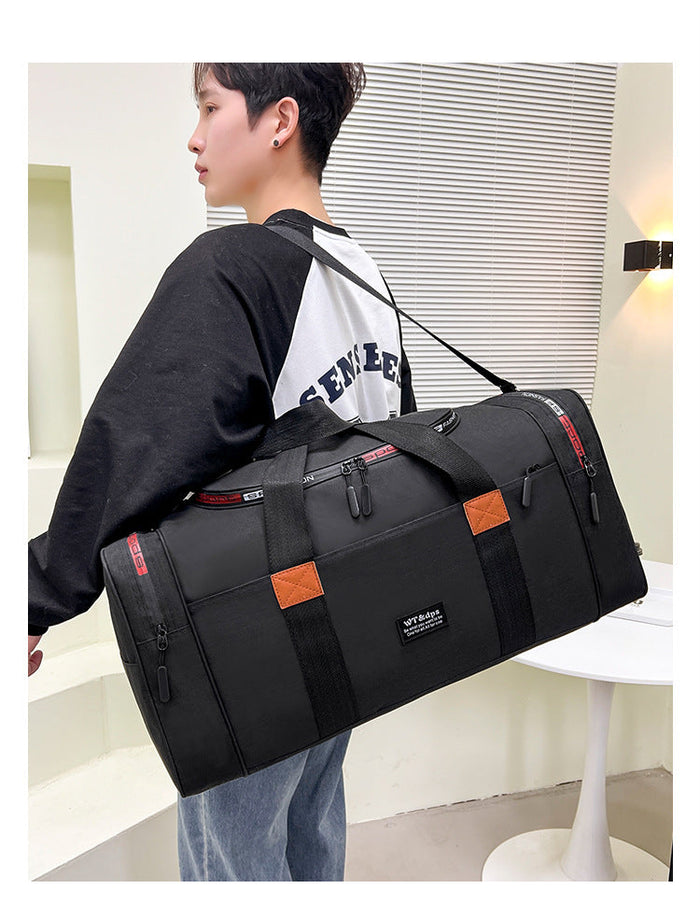 ECOTREK travel garment duffel bag, carry-on weekender and business travel storage bag, shown with zipped compartments and durable fabric.