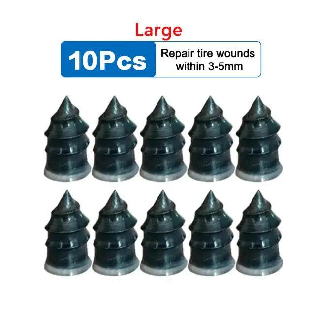 Habicare HBC tyre repair set with 10 pieces, including tools and patches for fixing punctures on various tyres.