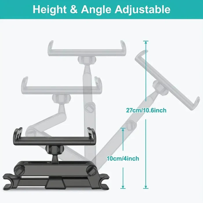 Habicare HBC black and red universal car headrest tablet and phone holder mount mounted on a headrest.