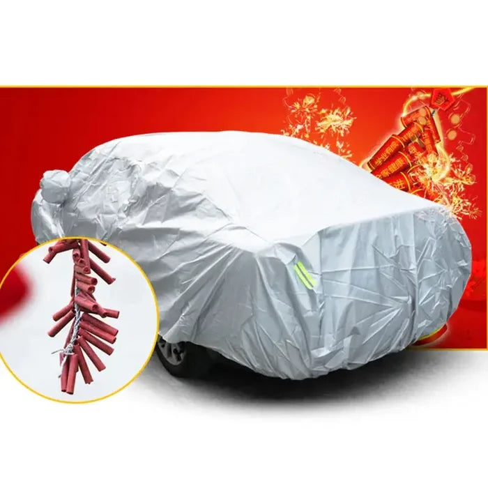 Habicare HBC universal outdoor car cover protecting a vehicle from weather elements, made of durable weather-resistant material.