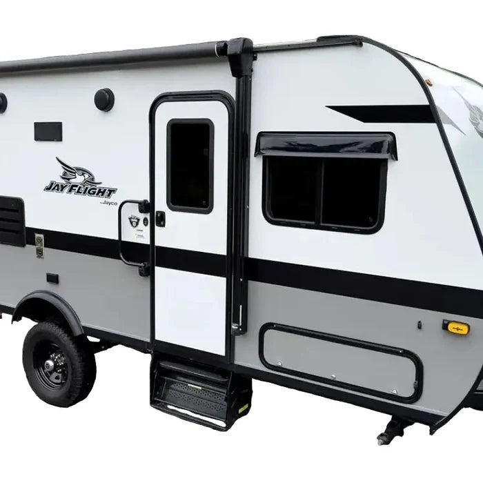 Habicare HBC universal RV window rain shield and sun visor in black, 50cm, designed to block rain and sunlight from RV windows.
