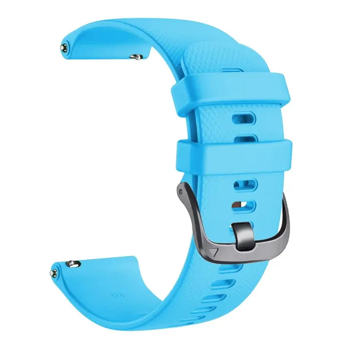 Habicare universal silicone strap for Garmin watch series, available in 13 colors, shown in various angles on a white background.