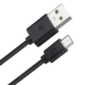 Black 1-meter USB-A to Micro-USB charger cable for LG phones by 9eight5, shown coiled with connectors visible.