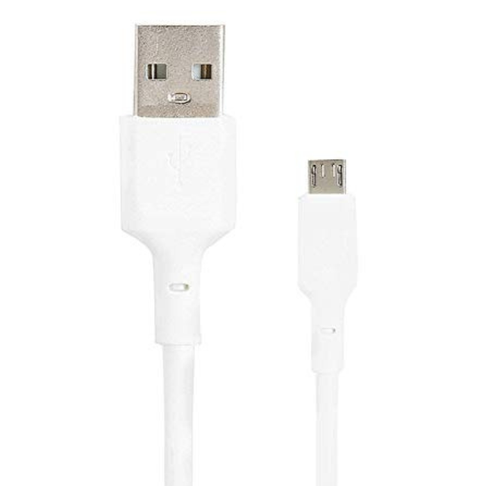 White 1m USB-A to micro-USB charger cable for OnePlus phones from 9eight5, suitable for charging and data transfer.