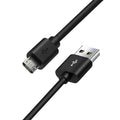 Black USB-A to Micro-USB charger cable for LG SmartWatch, 1m length, compatible with G Watch, G Watch R, Urbane, and Watch Sport.