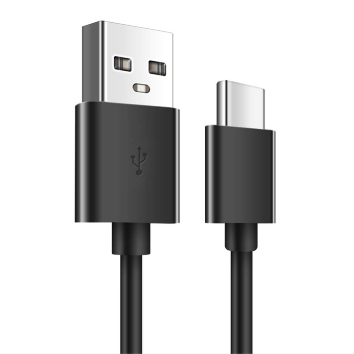 Black 1m USB-A to USB-C charger cable for TCL phones from 9eight5, suitable for fast charging and data transfer.