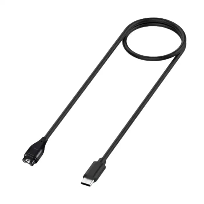 Habicare USB-C charging cable for Garmin smartwatch, black TWS charging accessory with compact design.