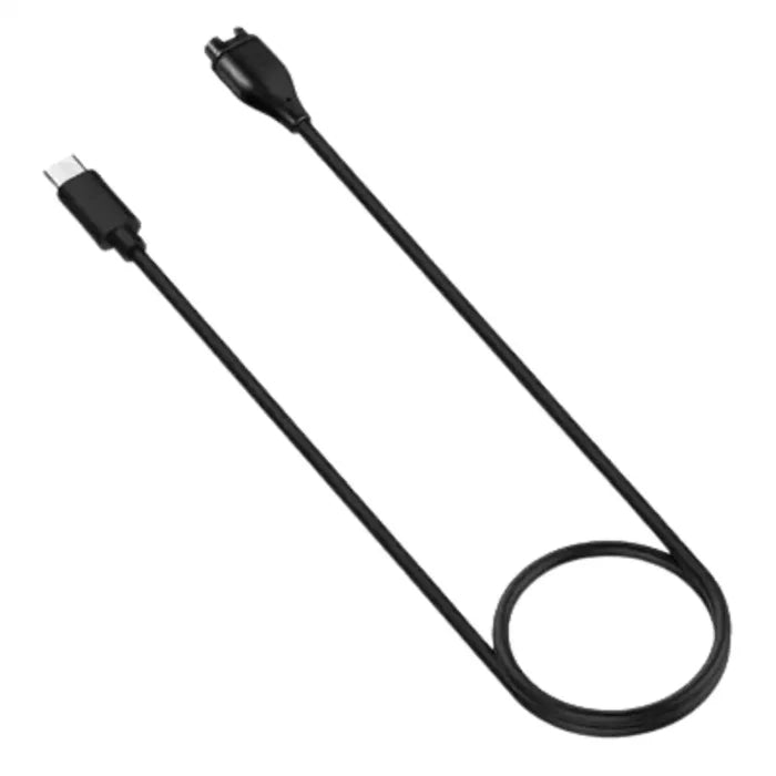 Black USB-C charging cable for Garmin smartwatch by Habicare, designed for TWS smartwatches with secure connection.
