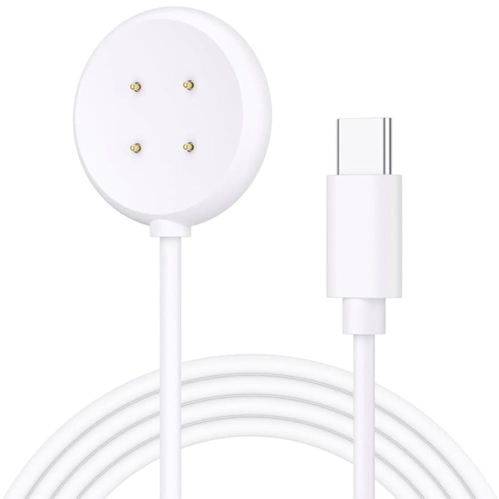 White USB-C magnetic charger cable for Google Pixel Watch 2 and 3, 1 meter length, compatible with That Watch Shop accessories.