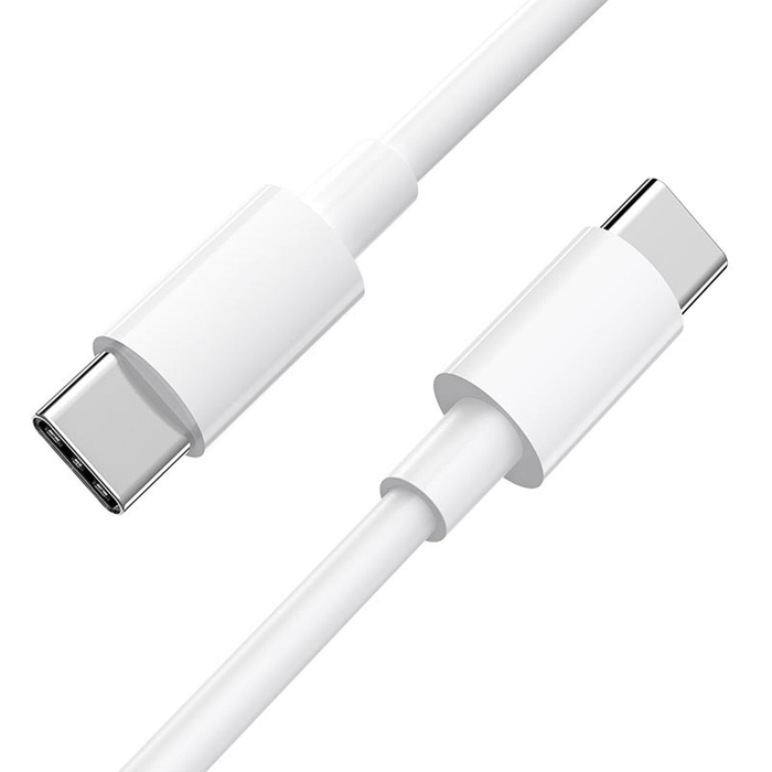 White 1m USB-C to USB-C charger cable for TCL phones by 9eight5, showing the cable's connectors and length.