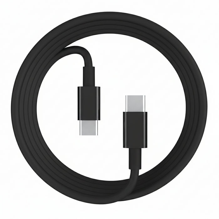 Black 1-meter USB-C to USB-C charger cable for Vivo phones by 9eight5, shown connected to a device in an electronics accessory image.
