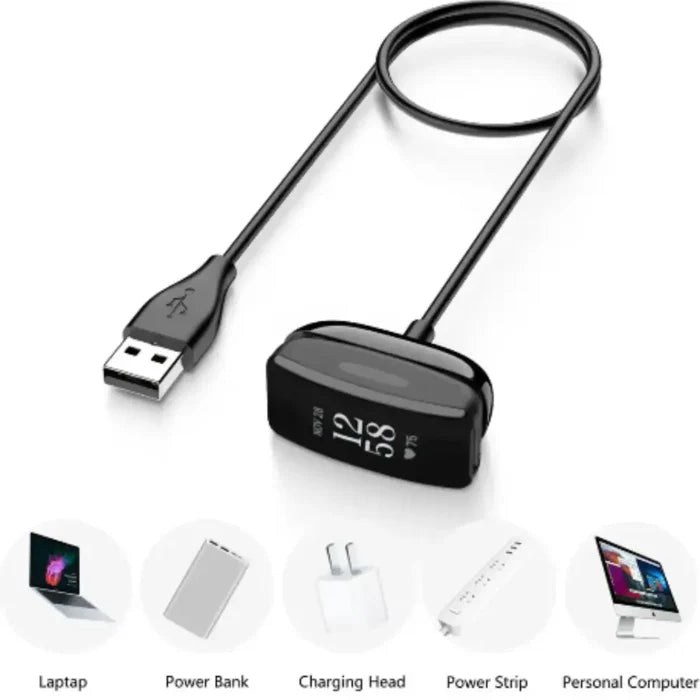 Habicare USB charger cable for Fitbit Inspire and Ace series, TWS 100cm charging cable for Fitbit fitness trackers