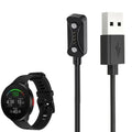 Habicare USB charger cable for Boneng Polar Pacer and Ignite 3 TWS fitness trackers, shown connected to devices.