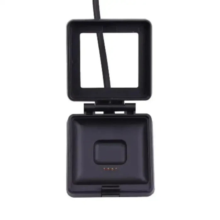 Habicare TWS USB charger cable for Fitbit Blaze smartwatch, shown connected for charging or data transfer.