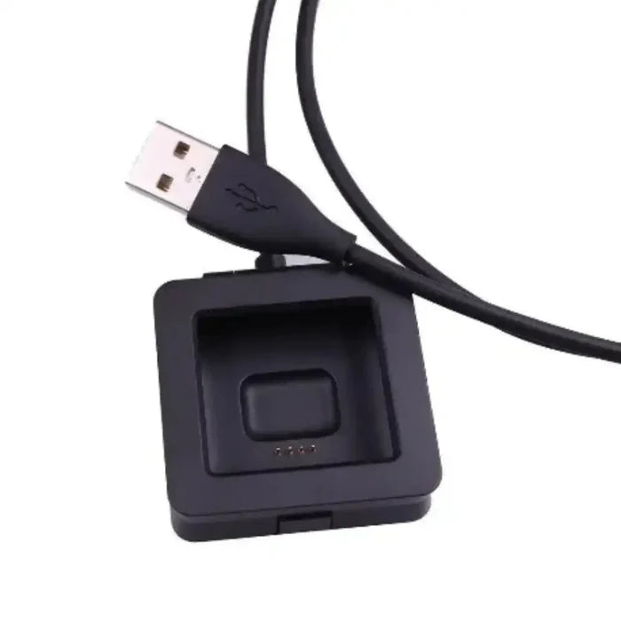 Habicare TWS USB charger cable for Fitbit Blaze smartwatch, showing the black cable with USB and connector ends.