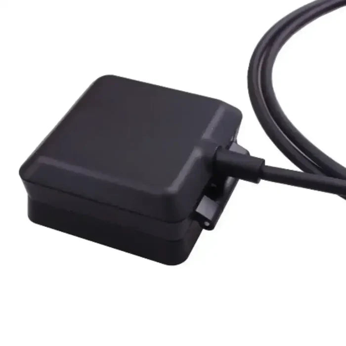 Habicare TWS USB charger cable for Fitbit Blaze smartwatch, shown connected with the charging port and cable details.