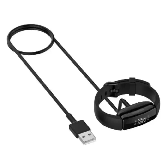 Habicare USB charger cable for Fitbit Inspire and Ace series TWS devices, showing the cable and connectors on a white background.