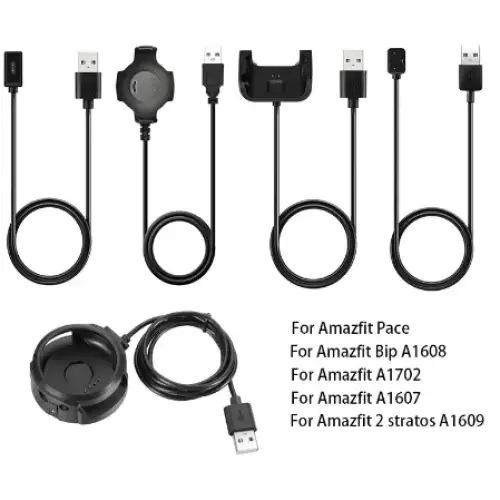 Magnetic USB charger for Amazfit Bip Youth A1608 smartwatch, compatible with Habicare TWS charging accessories.