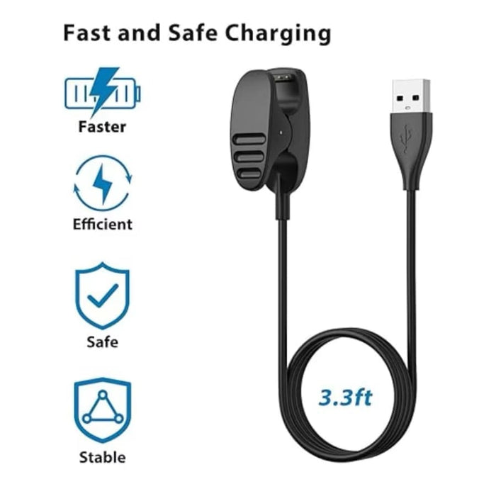 Black USB charger for Suunto watches including Suunto 3 Fitness, Suunto 5, Traverse, Ambit 1, 2, and 3 models.