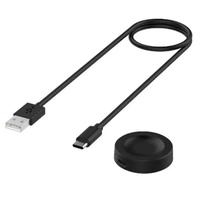 Habicare USB charging cable for Huawei Watch GT Series, TWS compatible, shown connected to smartwatch.