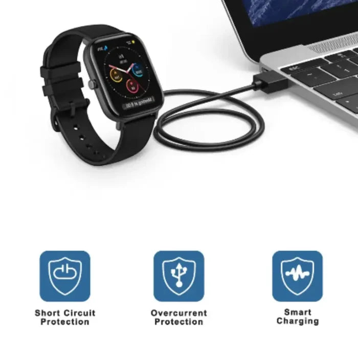 Habicare USB charging dock for Amazfit GTR, GTS, and T-Rex smartwatches with 100cm charging cable.