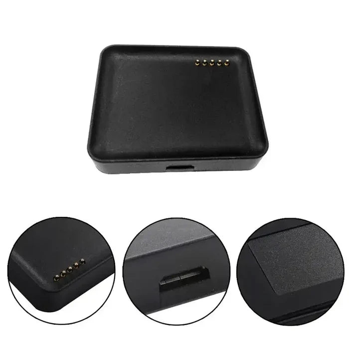 Habicare USB charging dock and cradle for LG G Watch W100 TWS smartwatch, with charging cable and adapter for easy power connection.