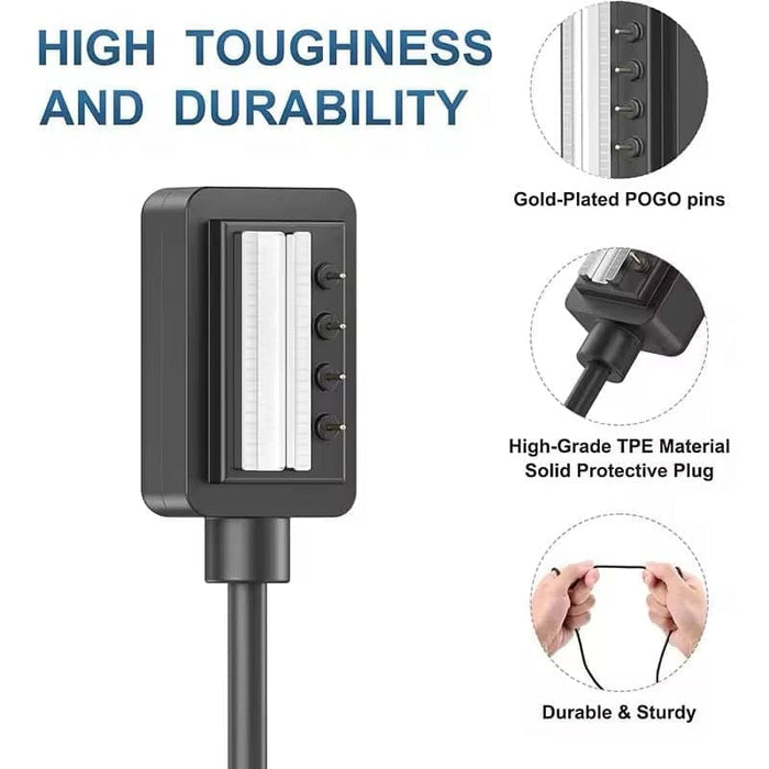 USB watch charger for Suunto watches including Suunto 9, Ambit 4, Spartan, and D5 with black cable.