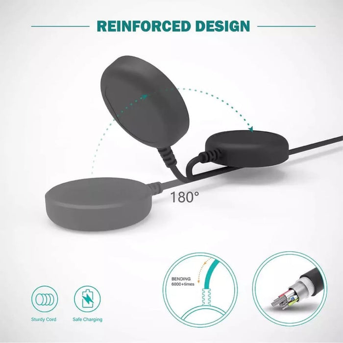 Black USB wireless charger for Apple Watch, designed for seamless charging compatibility with That Watch Shop brand.