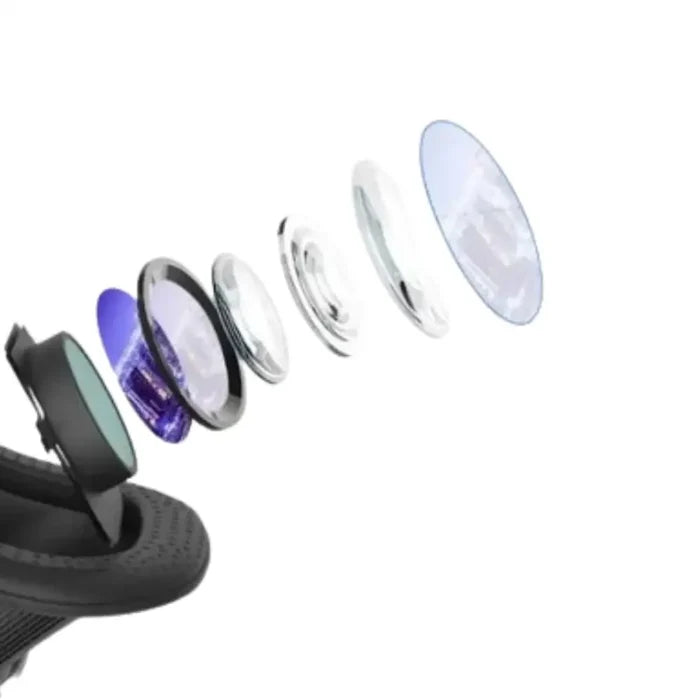 Habicare 9eight5 VR glasses for movies and gaming with controller support, featuring adjustable straps and immersive display.