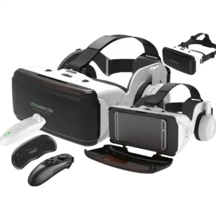 Habicare 9eight5 VR glasses with IMAX view 3D headset showing sleek design and adjustable head strap for immersive virtual reality experiences.