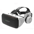 9eight5 VR goggles with remote control and headphones, showcasing sleek electronic accessories for immersive virtual reality experiences.