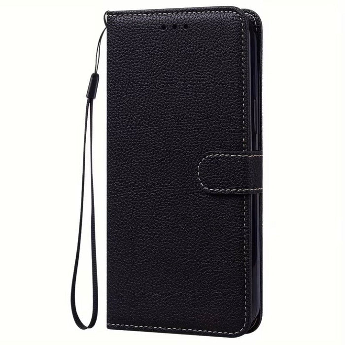 9eight5 wallet case for Samsung Galaxy A02S, brown leather phone cover with card slots and secure closure.