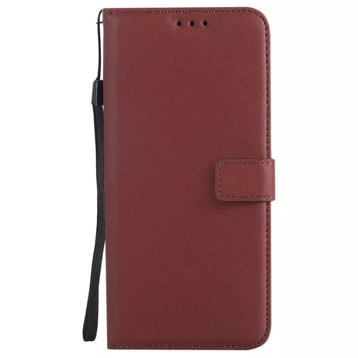 Brown wallet case for Samsung Galaxy Note 4 by 9eight5, featuring card slots and a protective cover.