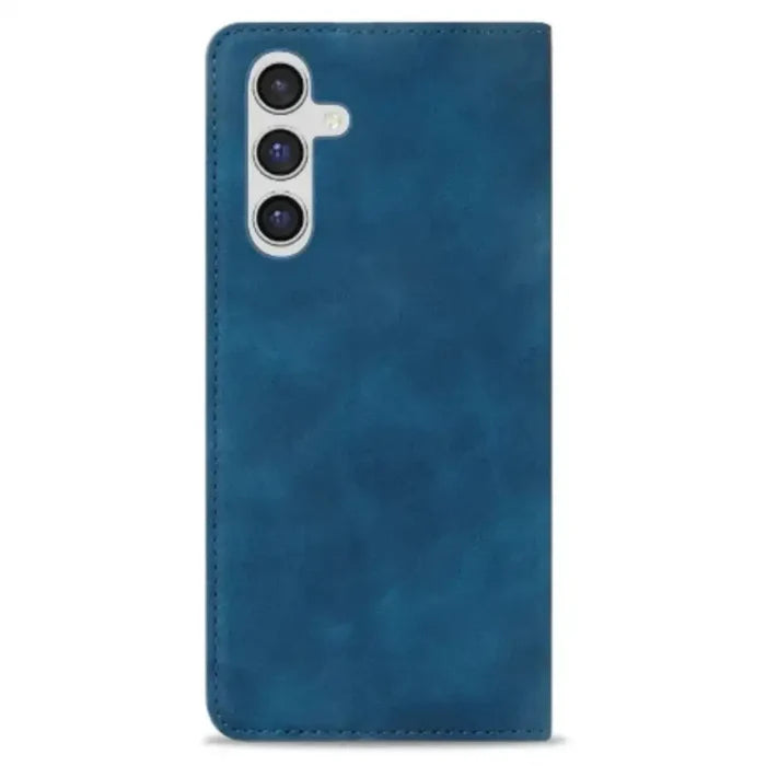 Blue Habicare 9eight5 wallet case for Samsung Galaxy S and A series with magnetic closure and card slots.
